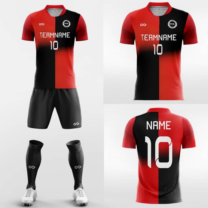 黒と赤のサッカージャージ