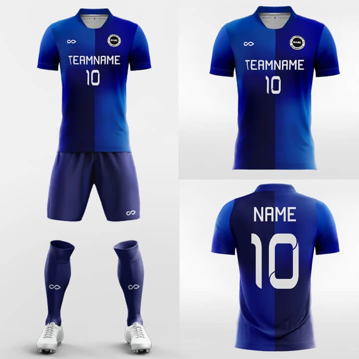 青いチェックボード柄サッカージャージ