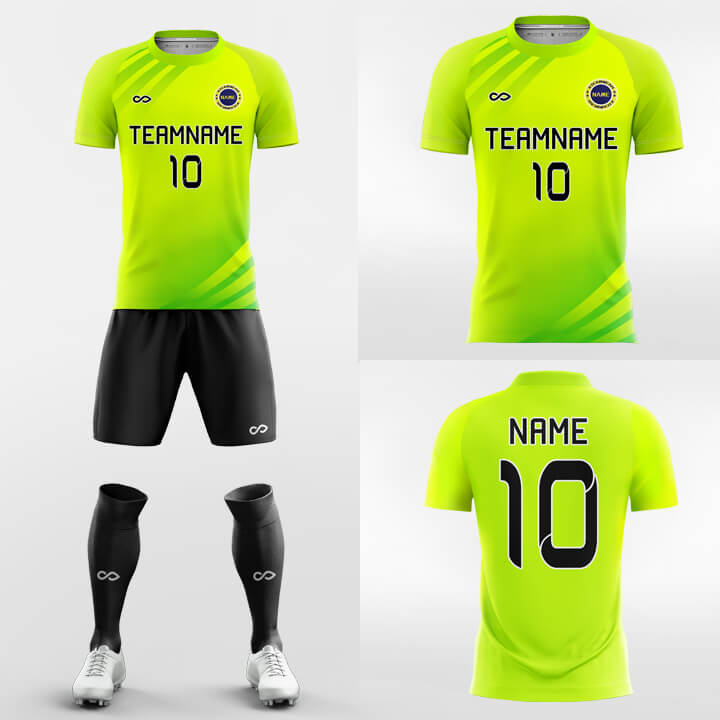 蛍光グリーンサッカージャージキット