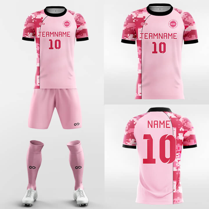 ピンクのモザイクサッカージャージセット