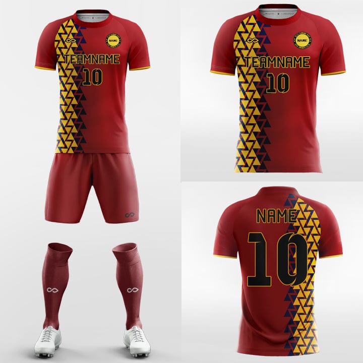 レトロな幾何学的なジャージサッカーキットデザイン
