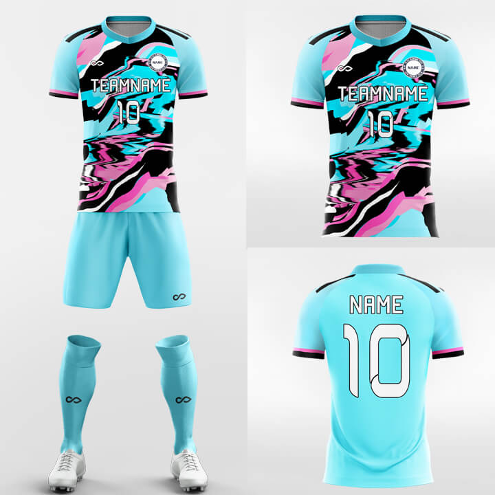 川のテーマの半袖サッカージャージキット