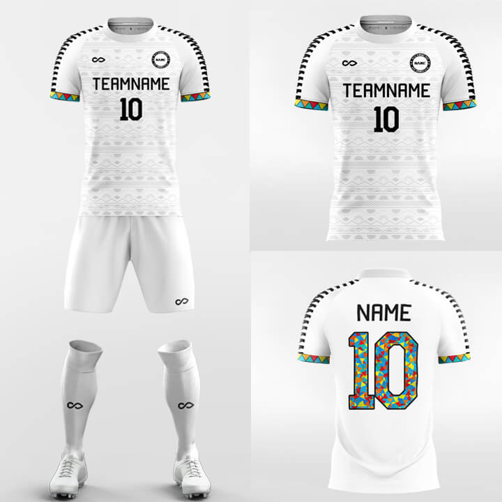 ホワイト半袖サッカージャージキット