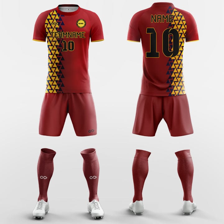 レトロな赤いジャージサッカーキット