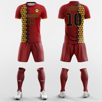 レトロな赤いジャージサッカーキット